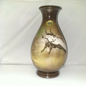 牛柄　陶器花瓶