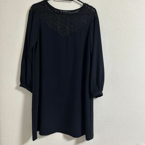 ZARA 透かし編みレース 長袖 シフォンワンピース フォーマルにも