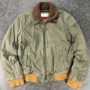 Abercrombie&Fitch アバクロ A92 デッキジャケット ミリタリージャケット ブルゾン ジップアップ 内側キルティング オリーブ メンズ L