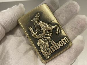 1円 ZIPPO ライター マルボロ Marlboroジッポ Zippoオイルライター真鍮製 中古品 喫煙グッズ ジッポー 火花確認済R674287