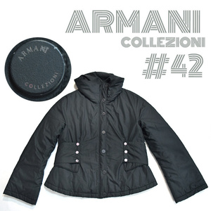 ARMANI COLLEZIONI■大きめ中綿ブルゾンコート ロゴ金具ダウンジャケット　レディース42/LL　アウター　アルマーニコレッツォーニ