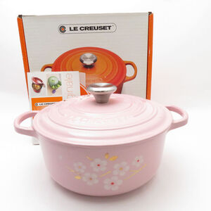 美品 Le Creuset ルクルーゼ ジャポン 創立25周年記念 フラワー シグニチャー ココット ロンド サクラ 桜 両手鍋 幅27 高14 SU10122Z