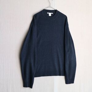 【シルク混】 90s PERRY ELLIS モックネック ニット セーター / XL ネイビー ハイゲージ USA ビンテージ K4-10056-9363