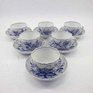 1円〜 Meissen マイセン ブルーオニオン カップ＆ソーサー 計6客 テーブルウェア 陶器 食器 320-3267245【O商品】