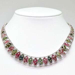 豪華!!美品!!＊K18WG天然マルチカラートルマリンネックレス＊j 約25.9g 約39.0cm pink green blue tourmaline necklace jewelry FB0/FB0