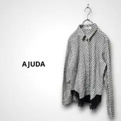 AJUDA（40）レース切替 総柄デザインシャツ