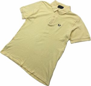 FRED PERRY ☆ イングランド製 ポロシャツ 半袖 イエロー 38 S相当 春夏 スポーツ アメカジ ストリート 古着 人気 フレッドペリー■DF251