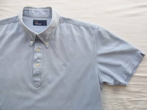 FRED PERRY フレッドペリー　鹿の子素材　プルオーバー　ボタンダウンシャツ　サイズ XL 日本製　サックスブルー　ダメージ箇所有り