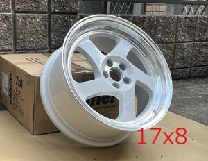 新品！Whistler KR1 17x8J+30 5穴 PCD100 White Machined Lip USDM 深リム Hellaflush