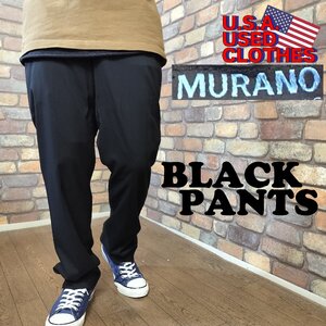 BP3-322【USA古着 MURANO】GOODシルエット ブラックパンツ【W29 76センチ】【モデル175cm】黒 スラックス モード古着 キレイめ Y2K 良品