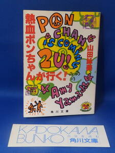 中古 熱血ポンちゃんが行く！ 山田詠美 角川文庫 角川書店 シオリあり 初版