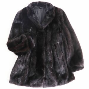 美品●MINK　ミンク　本毛皮ショートコート　ジャケット　ブラック　11号　毛質艶やか・柔らか◎