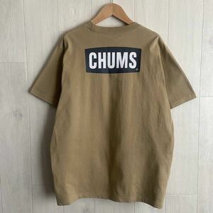 【1円スタート】 CHUMS チャムス ボックス プリントロゴ 半袖 Tシャツ ベージュ Mサイズ