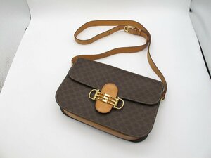 CELINE セリーヌ マカダム柄 斜め掛け ホースビット ショルダーバッグ