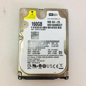 □18734時間 Western Digital WD1600BUCT WD AV-25 2.5インチHDD 『正常判定』 160GB