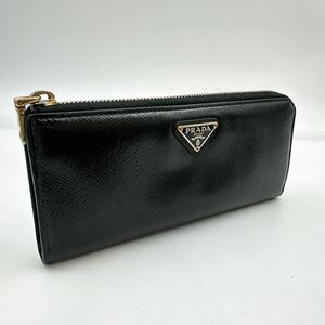 2897【美品】PRADA プラダ パテントレザー 長財布 ブラック ウォレット L字ファスナー