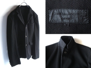 COMME des GARCONS HOMME コムデギャルソンオム 2010AW 染色加工 ポリ縮絨 3Bテーラードジャケット ブレザー S 黒 ブラック PLUS SHIRT