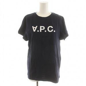 アーペーセー A.P.C. VPC Tシャツ カットソー 半袖 ロゴ フロッキープリント 反転 L 紺 ネイビー F26944 COBQX ■GY19 /MW レディース