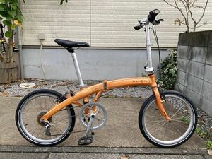 美品 ダホン ミュー DAHON MU オレンジ色 外装8段変速 グリップシフト Vブレーキ アルミフレーム 折りたたみ自転車【手渡し限定 越谷市】