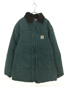 古着 Carhartt グリーン ダック パデット トラディショナル コート XL位 古着