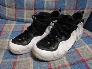 NIKE AIR FOAMPOSITE ONE PRM HITE/METALLIC SILVER-BLACK-COBALT BLISS-RACER BLUE フォームポジット ワン DV0815-100 US9 27cm 中古 白黒