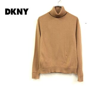 1N1878-J◆DKNY ESSENTIALS ダナキャランニューヨークエッセンシャル カシミヤ混タートルネックニット◆ブラウン サイズM セーター