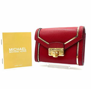 未使用レベル　MICHAEL KORS マイケルコース　財布　ウォレット　コンパクト　コインケース　小銭入れ　レッド　BSK25