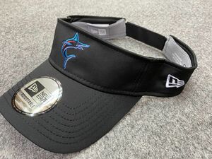 NEWERA ニューエラ Marlins マイアミ マーリンズ VISOR サンバイザー 黒 MLB 公式 USA正規品 サイズ調節可 CLUBHOUSE 紫外線カット