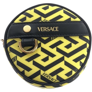 VERSACE ヴェルサーチ ラ グレカ ラウンドレザーポーチ イエロー ITUXJKHJUH5K