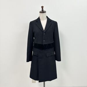 20aw 2020 COMME des GARCONS COMME des GARCONS コムコム コム デ ギャルソン 異素材 ドッキング ロング ジャケット BLACK サイズ XS 611