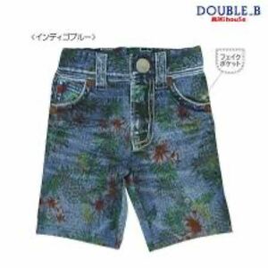 ミキハウス　ダブルB DOUBLE.B　mikihouseデニムプリント♪スイムパンツ水着　130cm 水着 男の子 デニム インディゴ ハーフパンツ