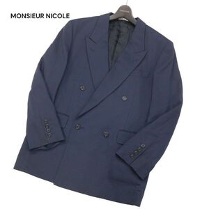 希少! 初期★ MONSIEUR NICOLE ムッシュ ニコル ユキオコバヤシ 通年 ダブル テーラード ジャケット Sz.M　メンズ ネイビー　I4T00280_2#O