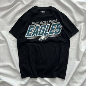 Tシャツ 半袖 NFL フィラデルフィアイーグルス PHILADELPHIA EAGLES プリント ロゴ 黒 ブラック Mサイズ チームアパレル 送料込 古着