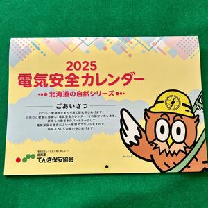 壁掛けカレンダー ２０２５年　令和７年　北海道でんき保安協会　企業名有　電気安全カレンダー　自然シリーズ　六曜　書き込み可能