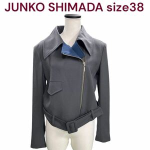 美品　ジュンコシマダ　ライダース形　ウールジャケット　38、M、9号 JUNKO SHIMADA ライダースジャケット アウター ブルゾン