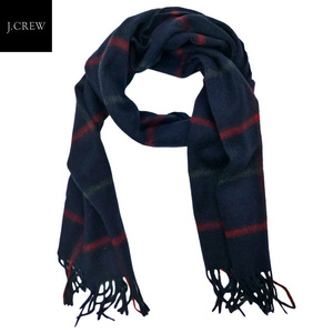 J.Crew ジェイクルー Patterned Cashmere Scarf カシミヤ ストール マフラー チェック 紺