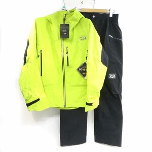 129 【未使用】DAIWA ダイワ GORE-TEX ゴアテックス Active アクティブ ボートレインスーツ DR-1224 ライムイエロー M