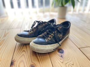 送料無料★コンバース CONVERSE★ワンスター ONE STAR★LPD OX 黒 レオパード★7 1/2　26cm★豹柄 ヒョウ柄 レザー★レア