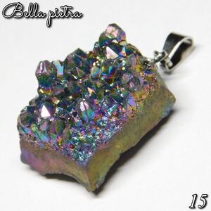 高品質★ドゥルージー・カルセドニー ペンダントトップ ネックレス パワーストーン レインボー druzy 天然石 結晶 虹 15