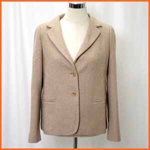 ★美品 Max Mara/マックスマーラ テーラードジャケット 44/レディースM～L相当/ベージュ/カシミヤ混ウール&2013000041