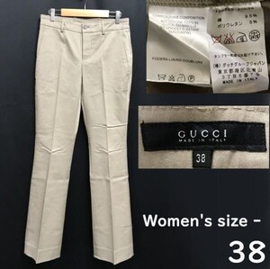 日本代理店タグ★グッチ/GUCCI★ブーツカット/ストレッチ/フレアパンツ【38/レディースM相当/股下79cm/ベージュカーキ】Trouser◆pBH561