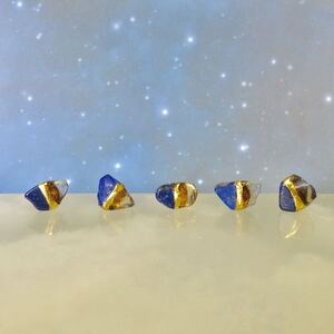 夜空のひかり◆Lapis-lazuli×Citrine／金継ぎピアス／S S ~ S size