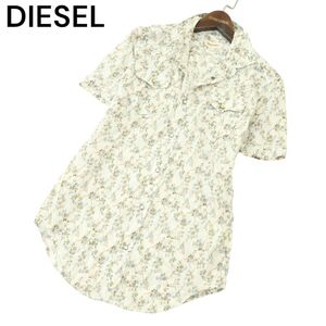 DIESEL ディーゼル 春夏 花柄 フラワー★ 総柄 半袖 スリム ウエスタン シャツ Sz.S　メンズ　A4T07798_7#A