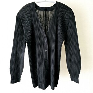 494☆新品同様 PLEATS PLEASE ISSEY MIYAKE プリーツプリーズ カーディガン 黒 3