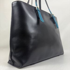 1円【入手困難】Paul Smith ポールスミス カラードチップ メンズ トートバッグ 肩掛け 大容量 A4収納 ビジネス レザー 本革 ブラック 黒