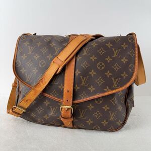 1円〜★LOUIS VUITTON ルイヴィトン ソミュール 35 モノグラム ショルダーバッグ 斜め掛け メッセンジャー フラップ M42254 レザー 茶 6