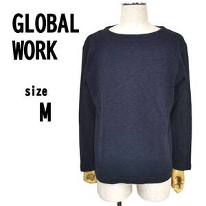 【M】GLOBAL WORK グローバルワーク メンズ 薄手トレーナー ネイビー