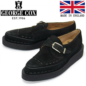 GEORGE COX (ジョージコックス) DIANO MONK 3976 V ラバーソール レザーシューズ 090 BLACK SUEDE UK8-約27.0cm