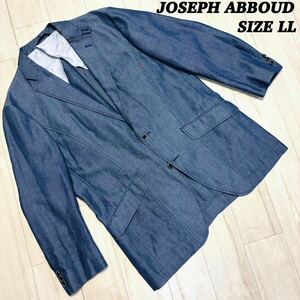 JOSEPH ABBOUD ジョセフアブード アンコンジャケット テーラードジャケット 飾り切羽 センターベンツ 背抜き リネン混 デニム調 光沢 LL