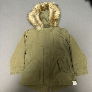 Beams ビームス 子供服 Kids ミリタリー ジャケット Jacket モッズコート モッズ 100 美品 中古 ダウン Far ファー コート Olive 